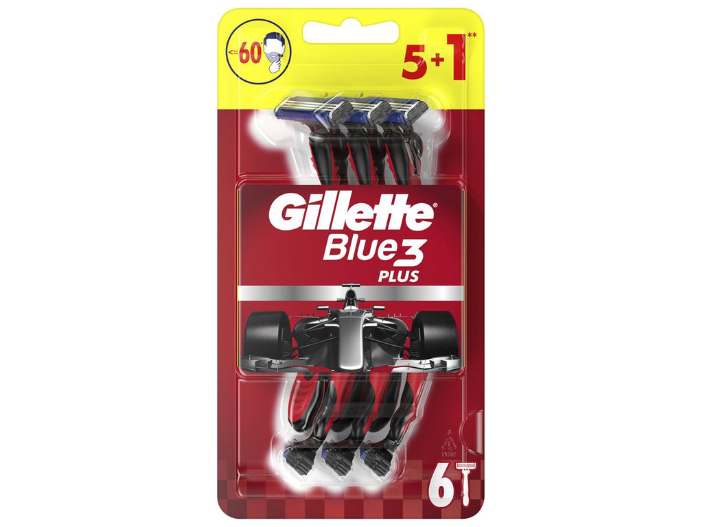 Бритва для гоління Gillette Blue 3 Nitro Plus, одноразовий, 3 леза, пластик, хром, 6шт