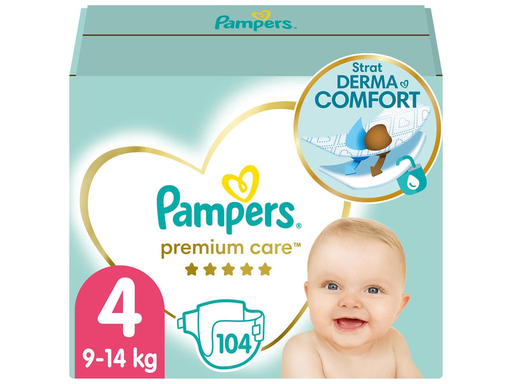Підгузки Pampers Premium Care Maxi, розмір 4 (9–14 кг), 104шт