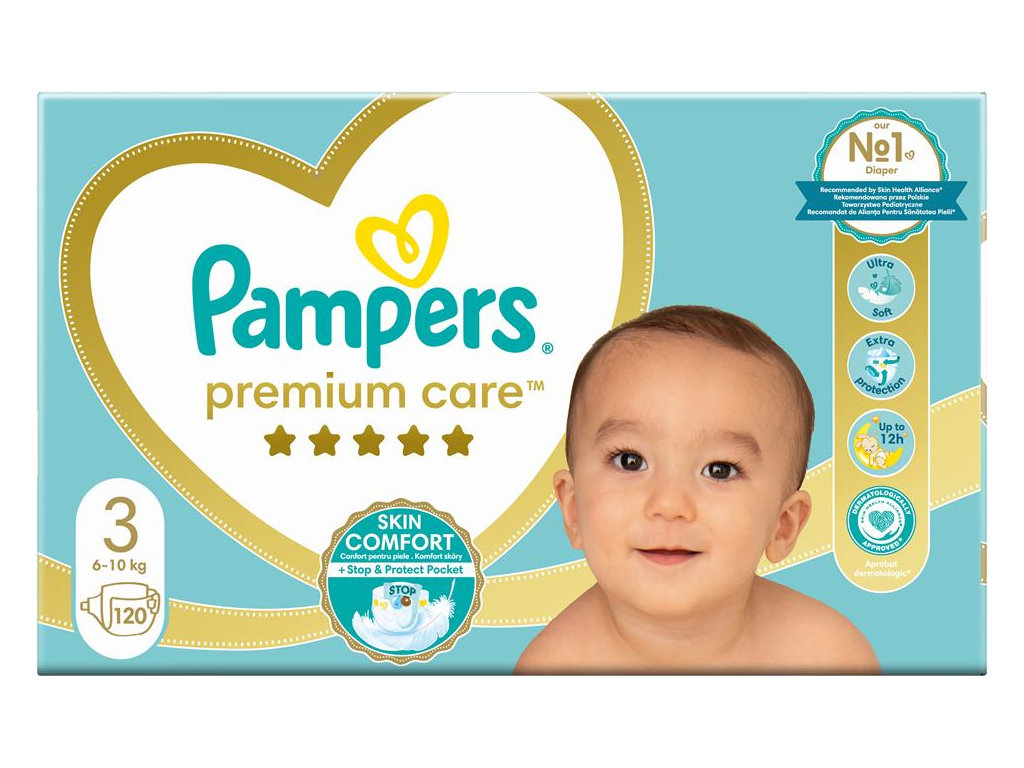 Підгузки Pampers Premium Care Midi, розмір 3 (6–10 кг), 120шт