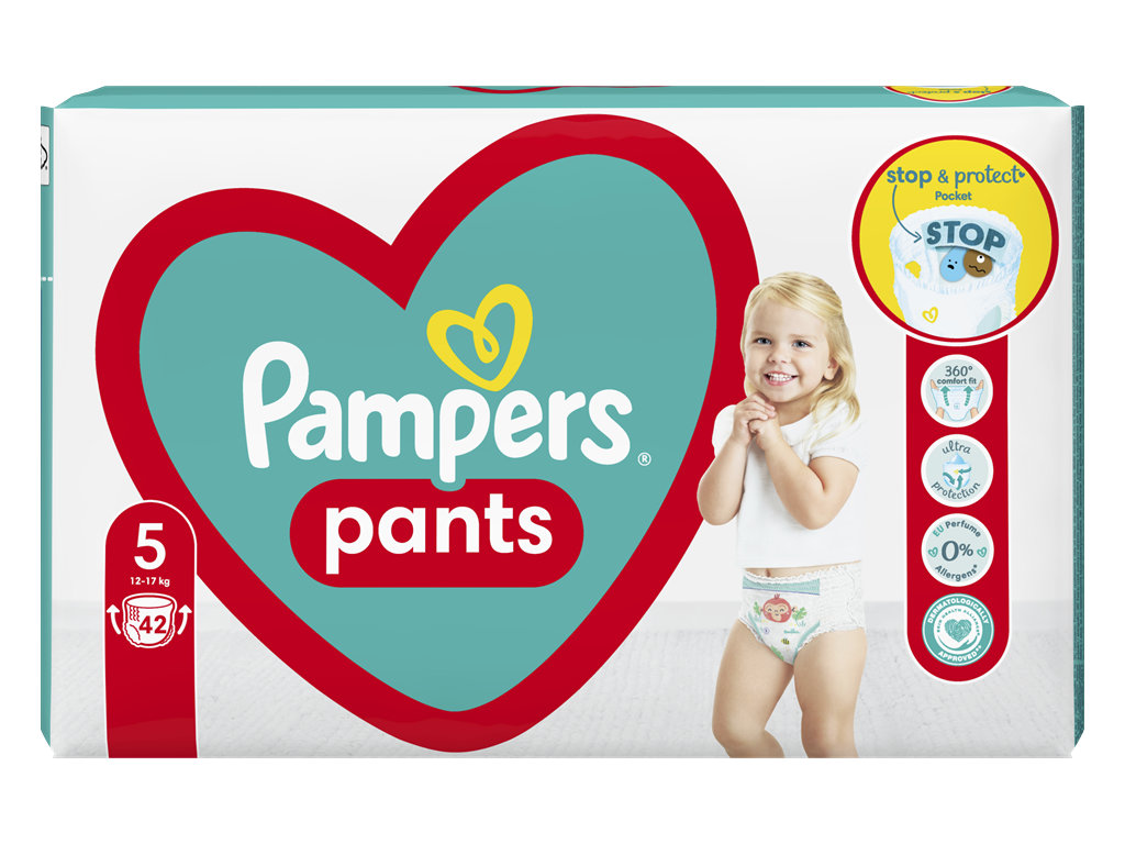 Подгузники-трусики одноразовые для мальчиков и девочек Pampers Pants Размер 5 Junior 12-17кг 42шт