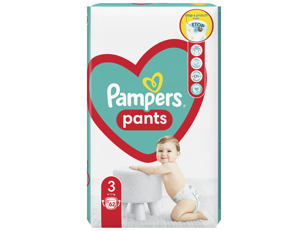 Підгузки-трусики одноразові для хлопчиків і дівчаток Pampers Pants Розмір 3 Midi 6-11кг 62шт
