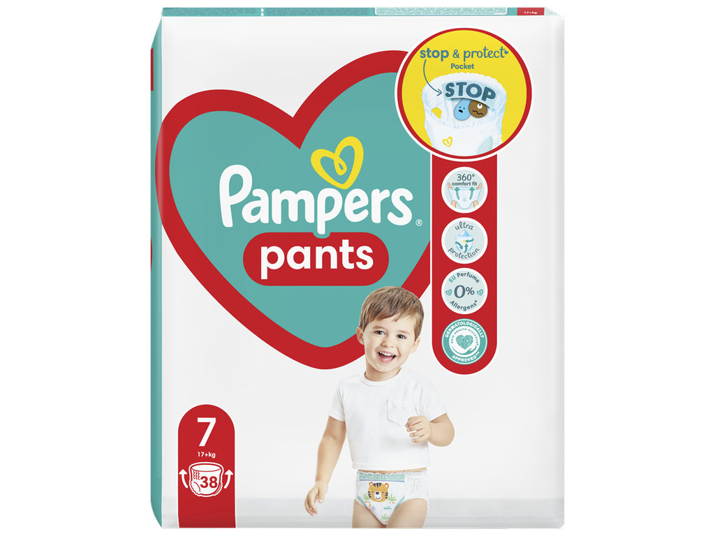 Подгузники-трусики Pampers Pants, одноразовые, размер 7, 17+ кг, 38шт
