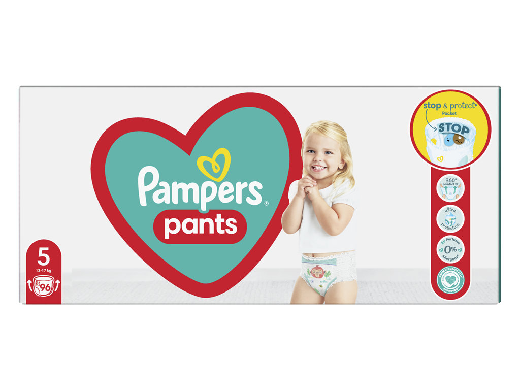 Підгузки-трусики Pampers Pants, одноразові, кишеня Stop &amp; Protect, розмір 5, 12-17кг, 96шт/уп