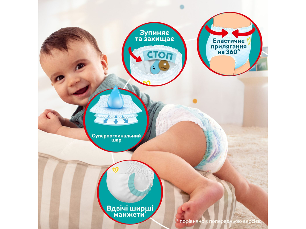Підгузки-трусики одноразові Pampers Pants 360°, розмір 6, 14-19кг, 25шт