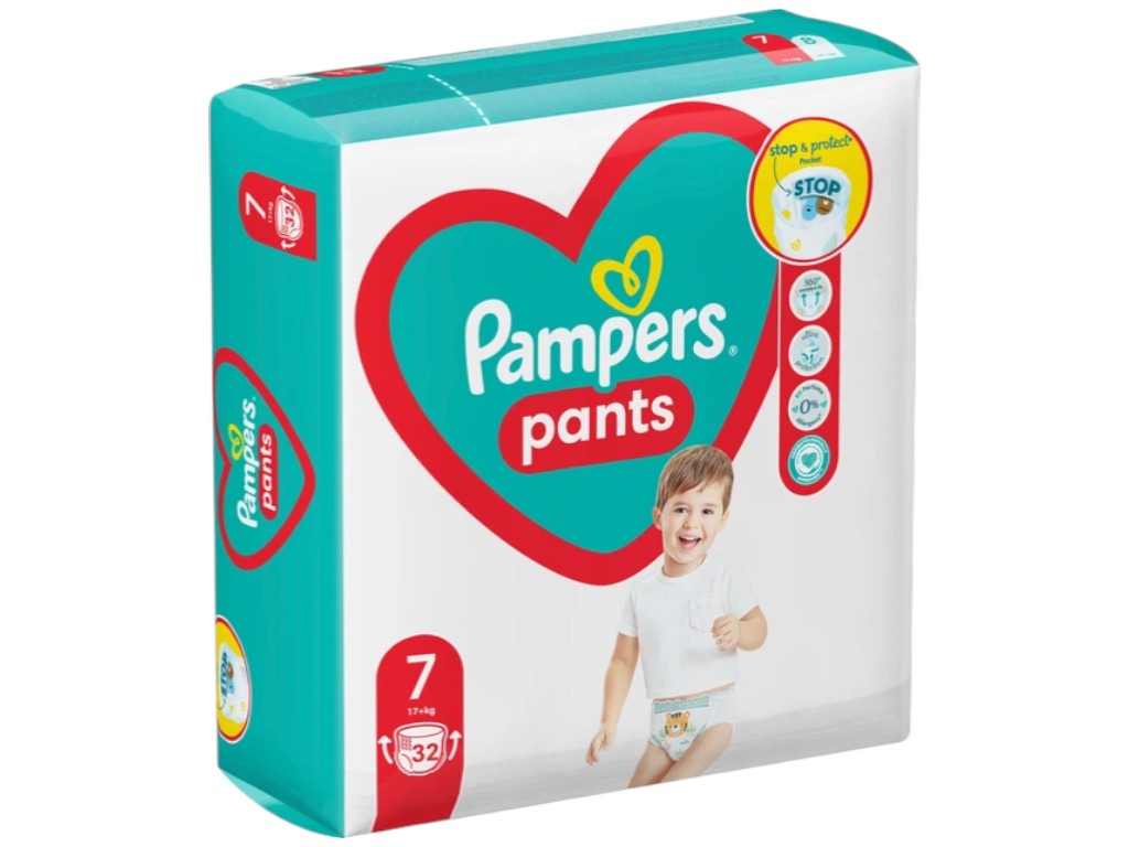 Підгузки-трусики Pampers Pants, одноразові, суперпоглинаючі, розмір 7, 17кг+, 32шт/уп