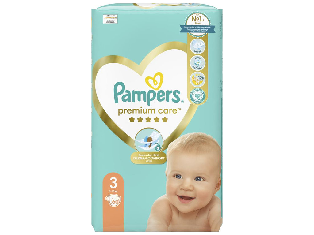 Підгузки Pampers Premium Care Midi, розмір 3 (6–10 кг), 60шт