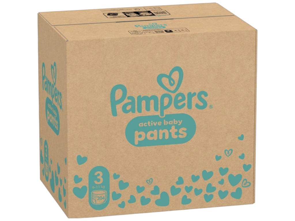Підгузки-трусики Pampers Active Baby Pants, одноразові, суперпоглинаючі, розмір 3, 6-11кг, 204шт