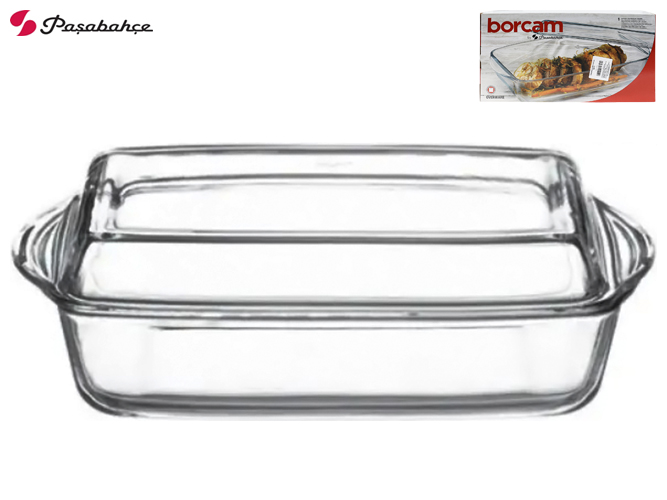 Кастрюля прямоугольная Pasabahce Borcam с крышкой, 2,75л+1,38л, 34x19см, 1шт
