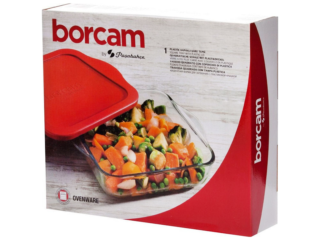Форма квадратная с крышкой Pasabahce Borcam, для запекания, 25x22x6см, 1шт