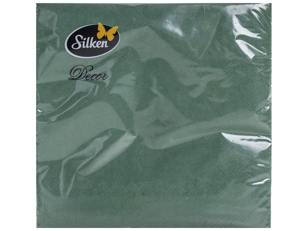 Салфетки бумажные Silken Зеленые трехслойные 33х33см (цена за упаковку 20шт)