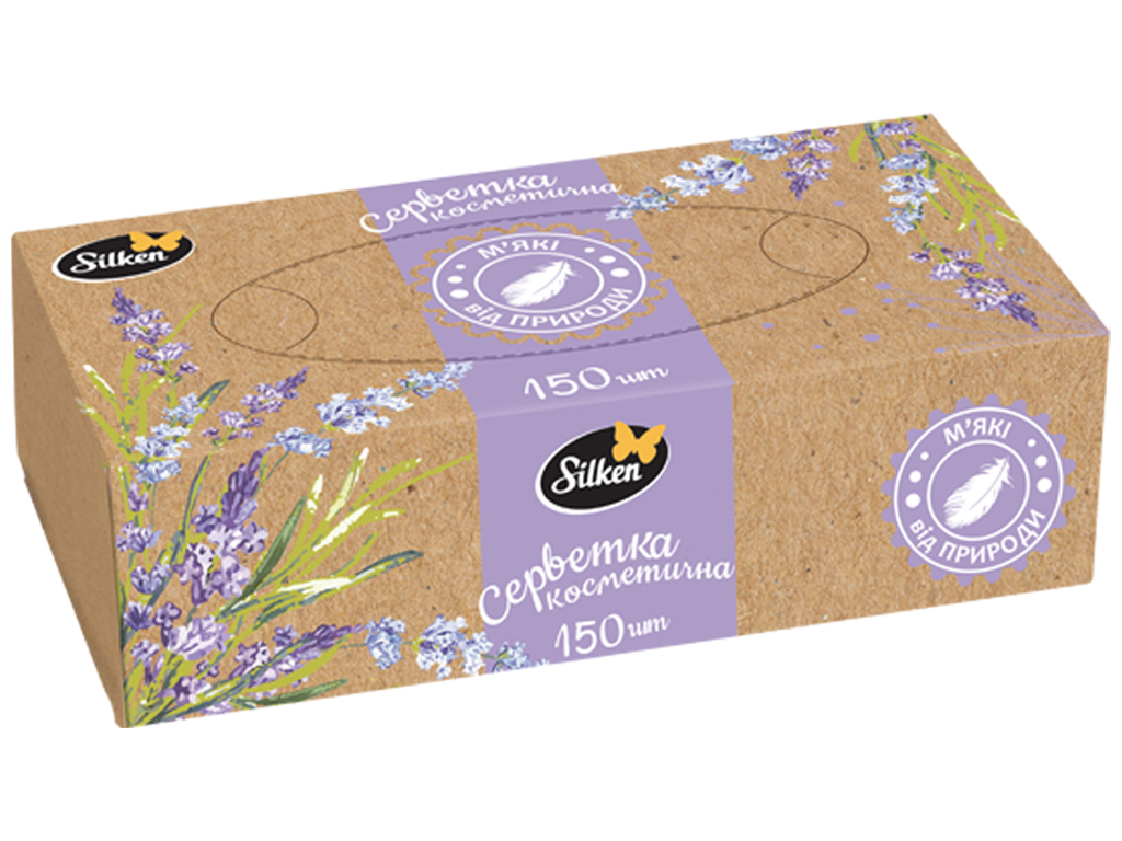 Салфетки бумажные в коробке Silken Крафт микс, 2х шаровые, 150шт