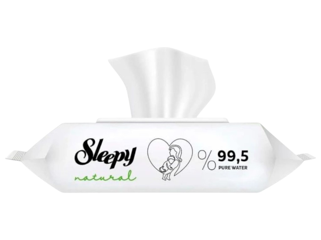 Серветки вологі дитячі Sleepy Natural, без спирту, 60шт