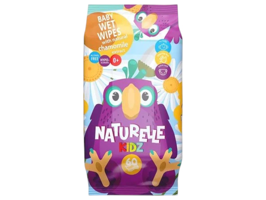 Серветки вологі дитячі Naturelle Kids, з екстрактом ромашки, 60шт