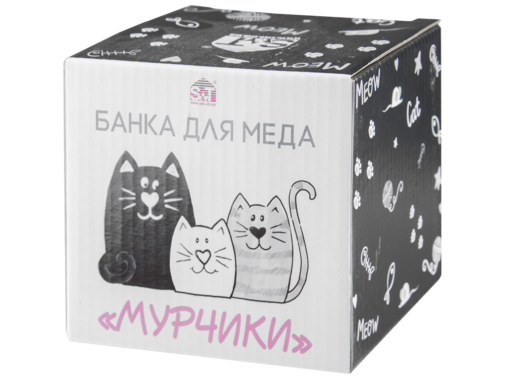 Банка для меда с деревянной ложкой "Мурчики" 10,2х10,2х8,2см 400мл
