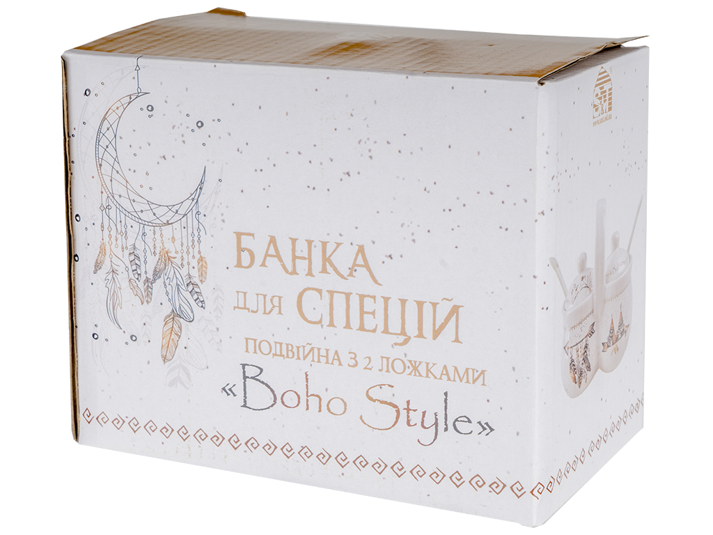 Банка для специй двойная керамическая с 2 ложками Boho style 2x200мл