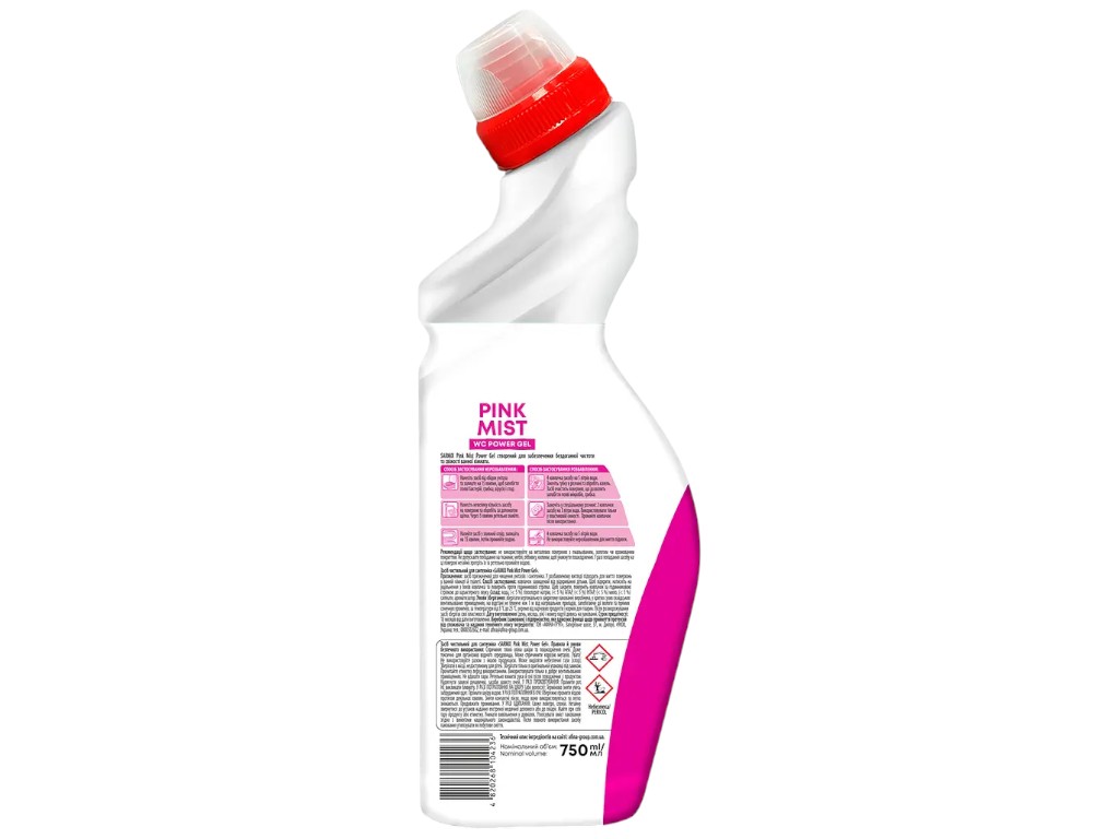 Гель для чистки сантехники Sarmix Pink Mist, универсальный, аромат цветочная свежесть, 750мл