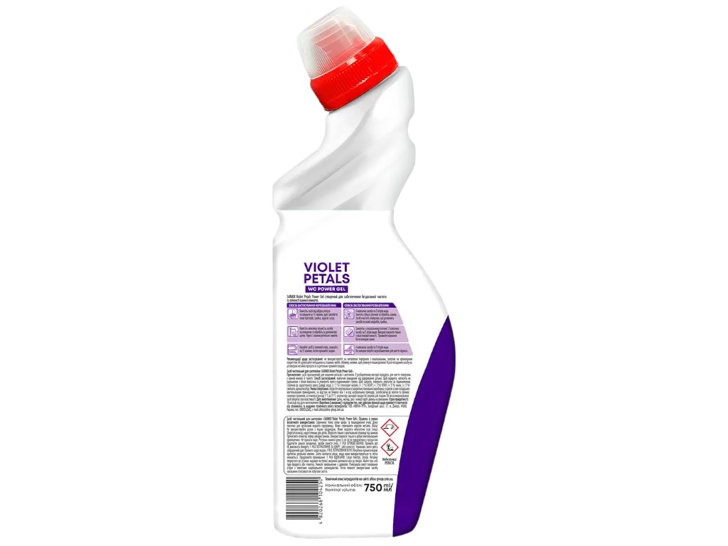 Гель для чистки сантехники Sarmix Violet Petals, универсальный, аромат цветочная свежесть, 750мл