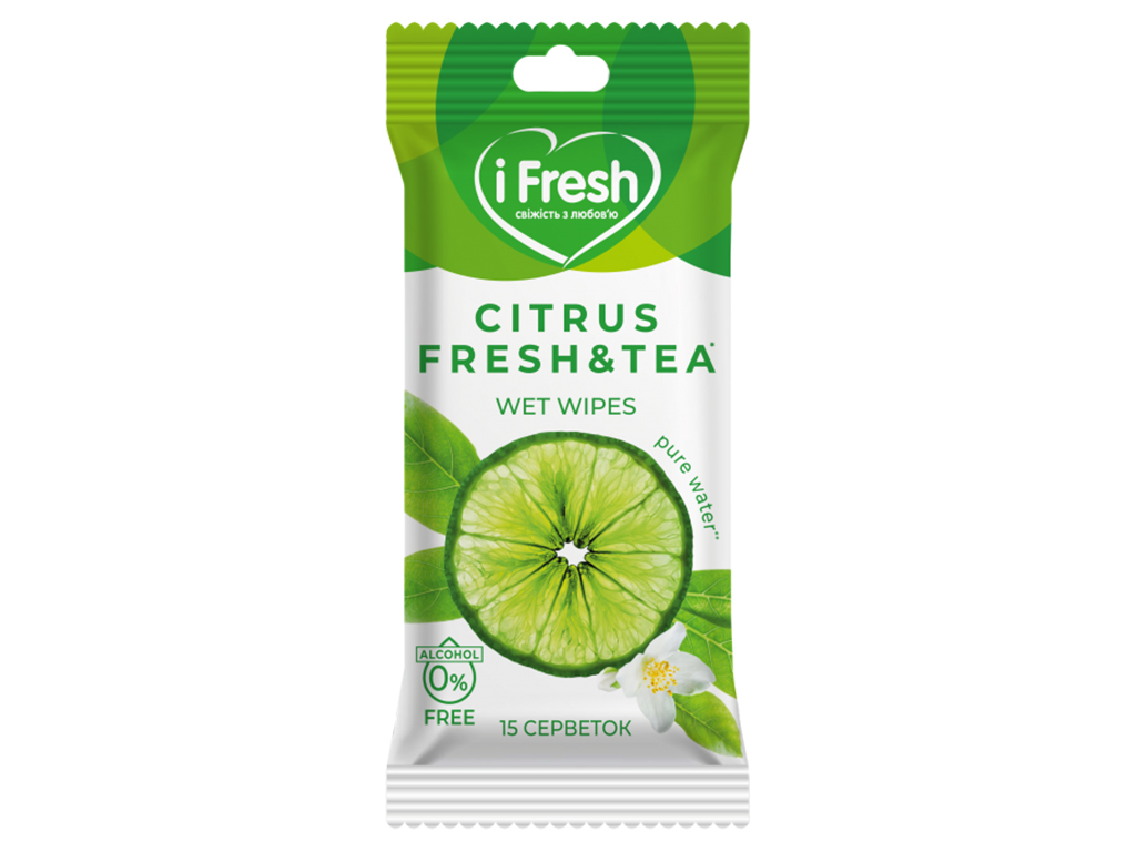 Влажные салфетки из лайма и экстрактом белого чая iFresh 15шт