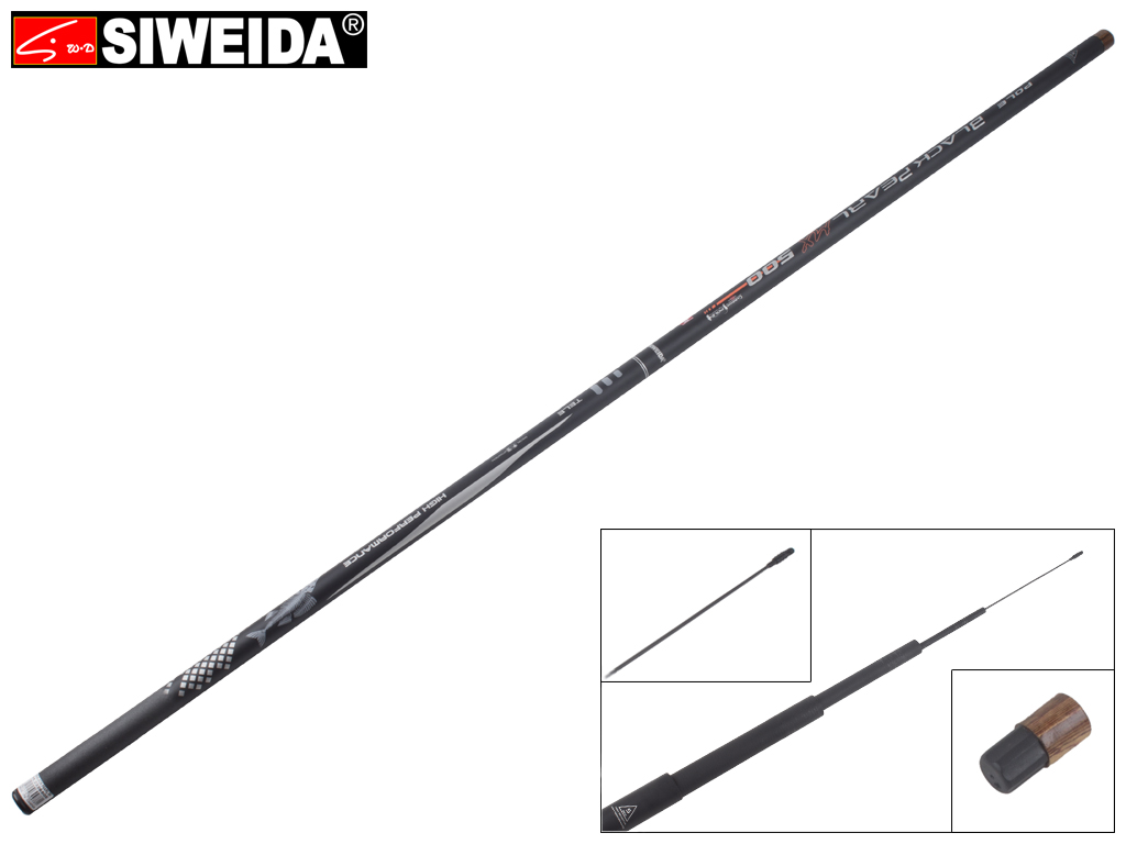 Удочка Siweida "Black Pearl" карбон+композит, без колец, 5-секционная 5м 5-25г