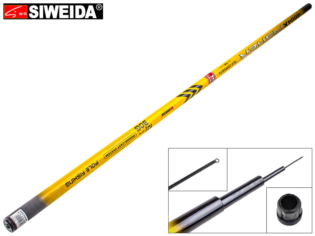 Удочка Siweida "Fisher" композит, без колец, 4-секционная 4м, 10-30г