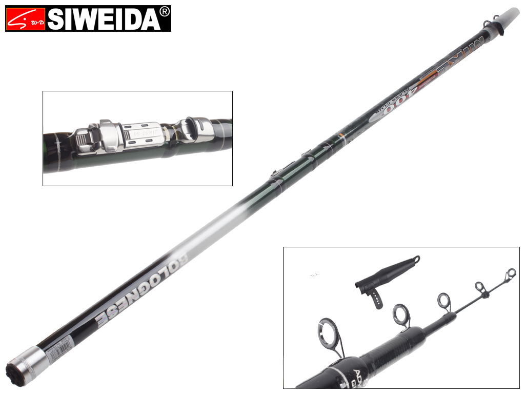 Удочка Siweida "Mike" стекловолокно, 5 колец, 4-секционная 4м, 5-25г