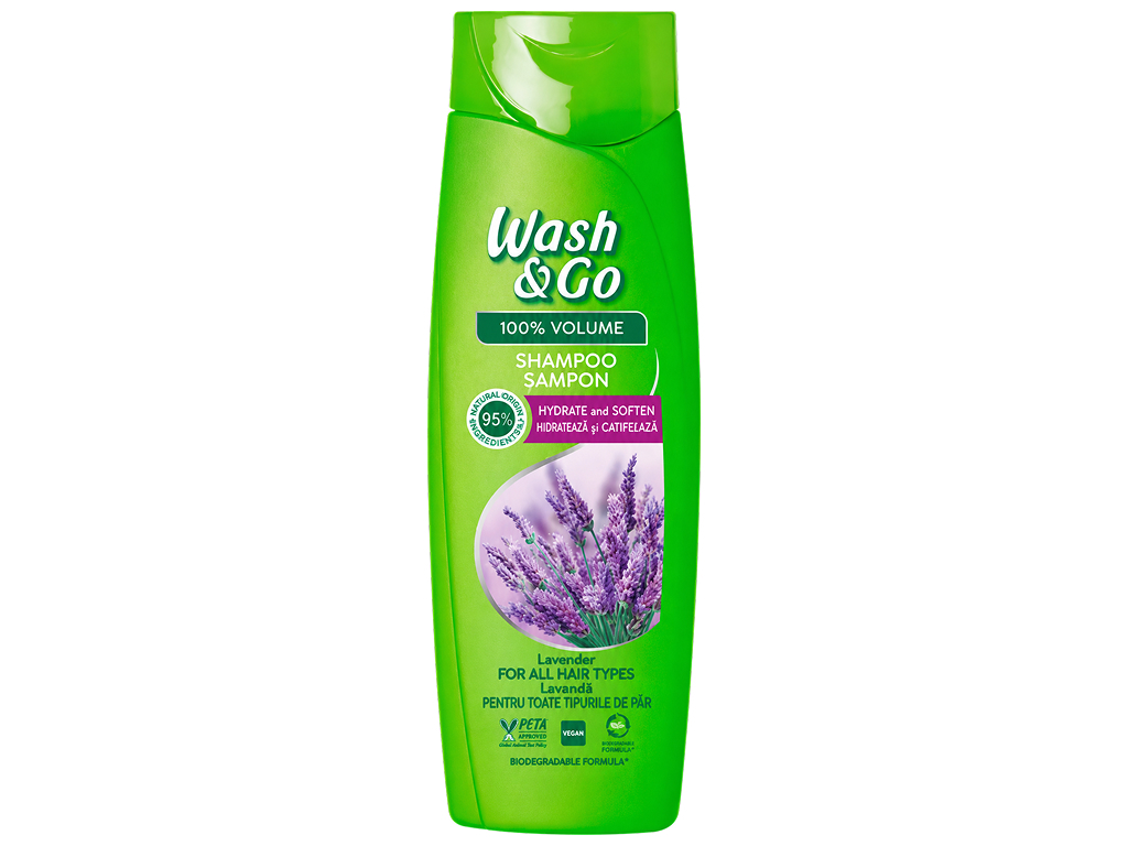 Шампунь Wash and Go з екстрактом лаванди, для всіх типів волосся, 360 мл