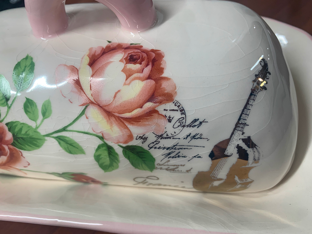 Масленка керамическая Розы УЦЕНКА