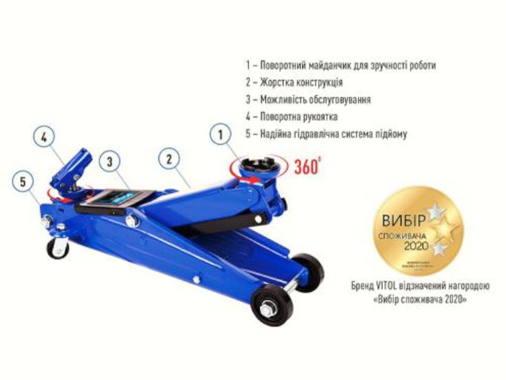 Домкрат гідравл. підк. 3т короб. min 130мм - max 410мм. (T83003C) пов.ручка 19кг