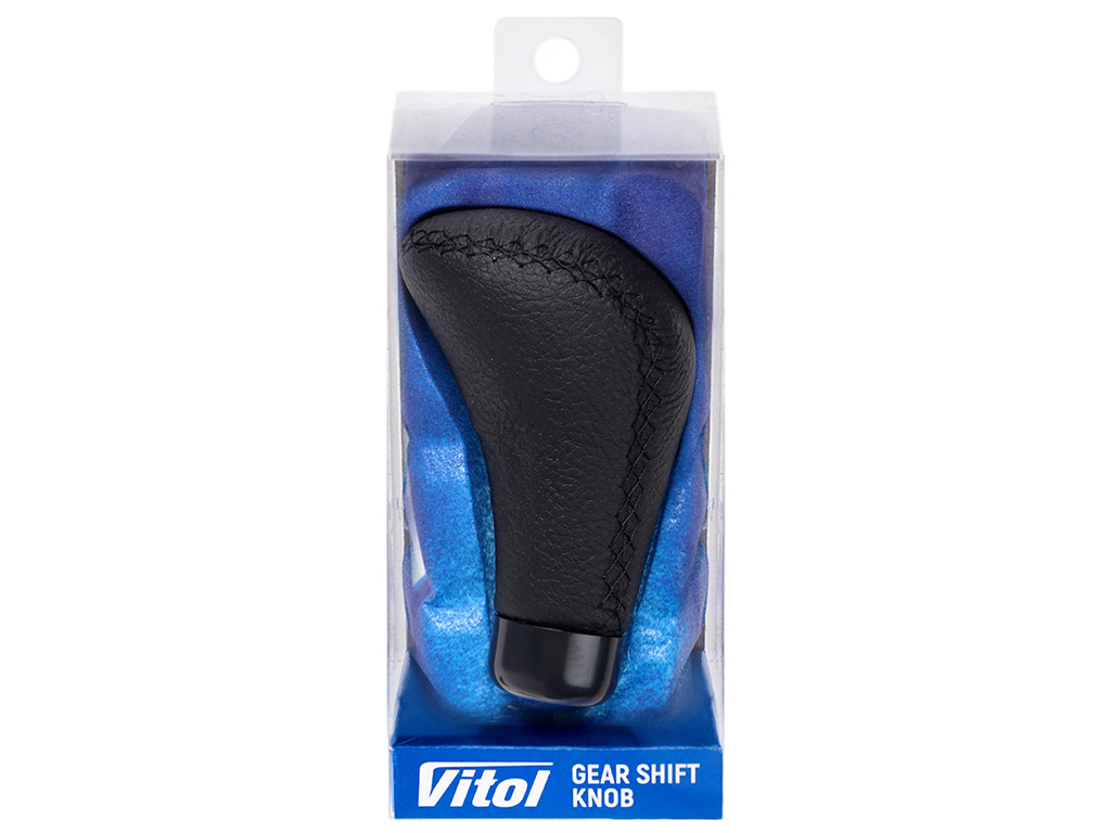 Ручка КПП Vitol декоративна, чорна шкіра, універсальна (F 25015 P)
