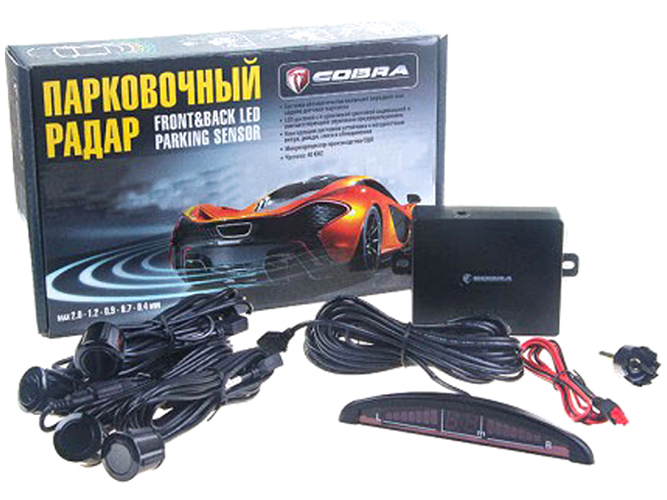 Парктроник Cobra LP-10140 (LED, 4 датчика D22мм, коннектор) черный