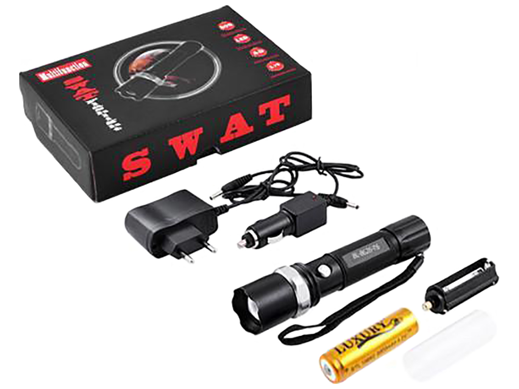 Фонарь диодный Police T8626/2626-T6 1х18650/3хААА, ЗУ 220V/12V, zoom, коробка