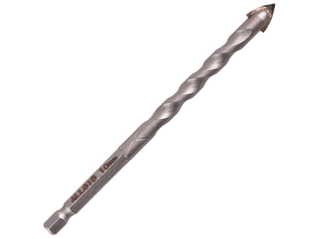 Сверло Alloid по стеклу, керамике, HEX 1/4", 10мм, 120мм