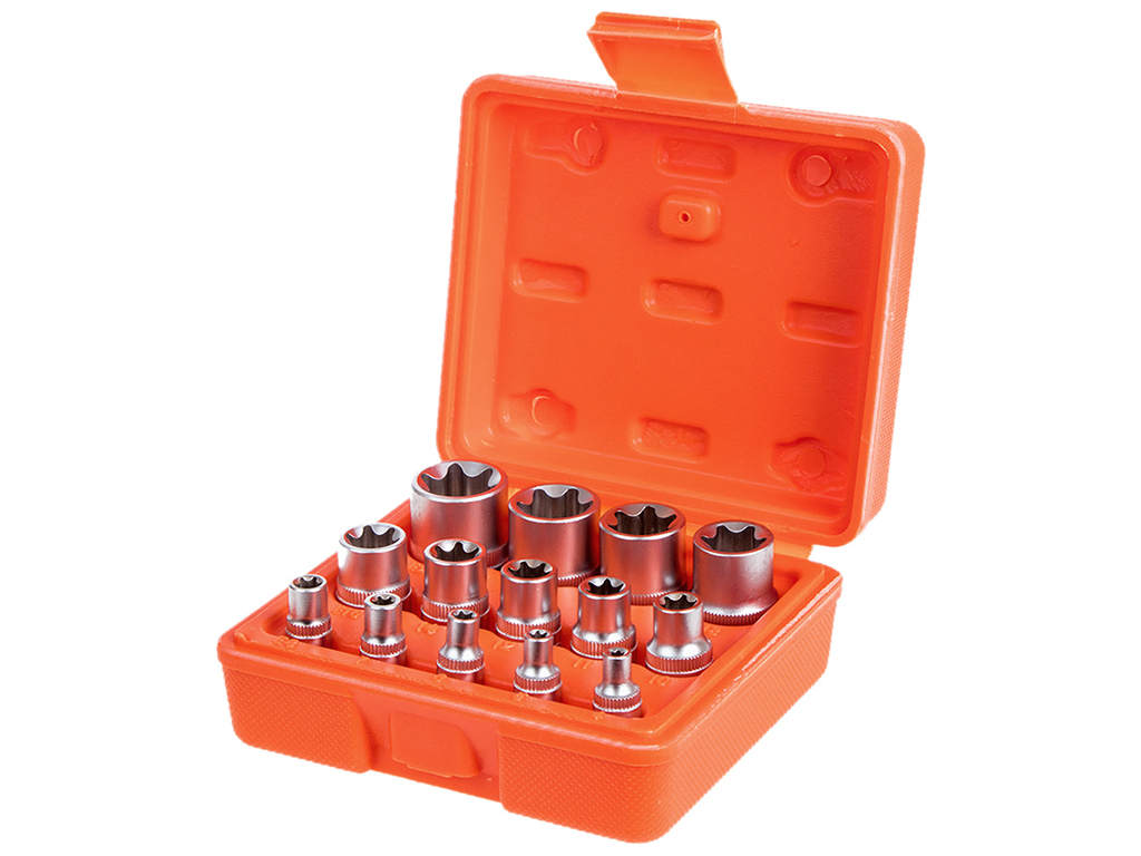 Набір торц головок Alloid, зовнішній торкс 1/4"-3/8"-1/2" DR, Е4-Е24 (ціна за набір 14 предметів)
