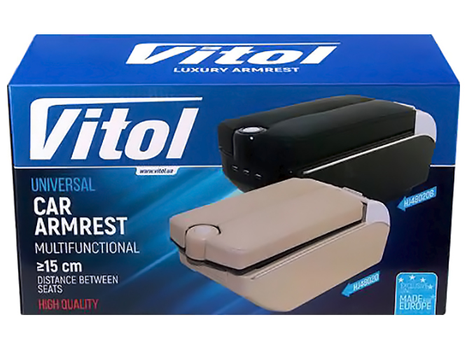 Подлокотник Vitol, HJ48020, пепельница, подстаканник, 7 USB портов, черный