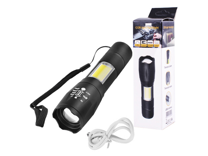 Фонарь светодиодный Police BL-1831-T6+COB, zoom, встроенный аккумулятор, micro USB