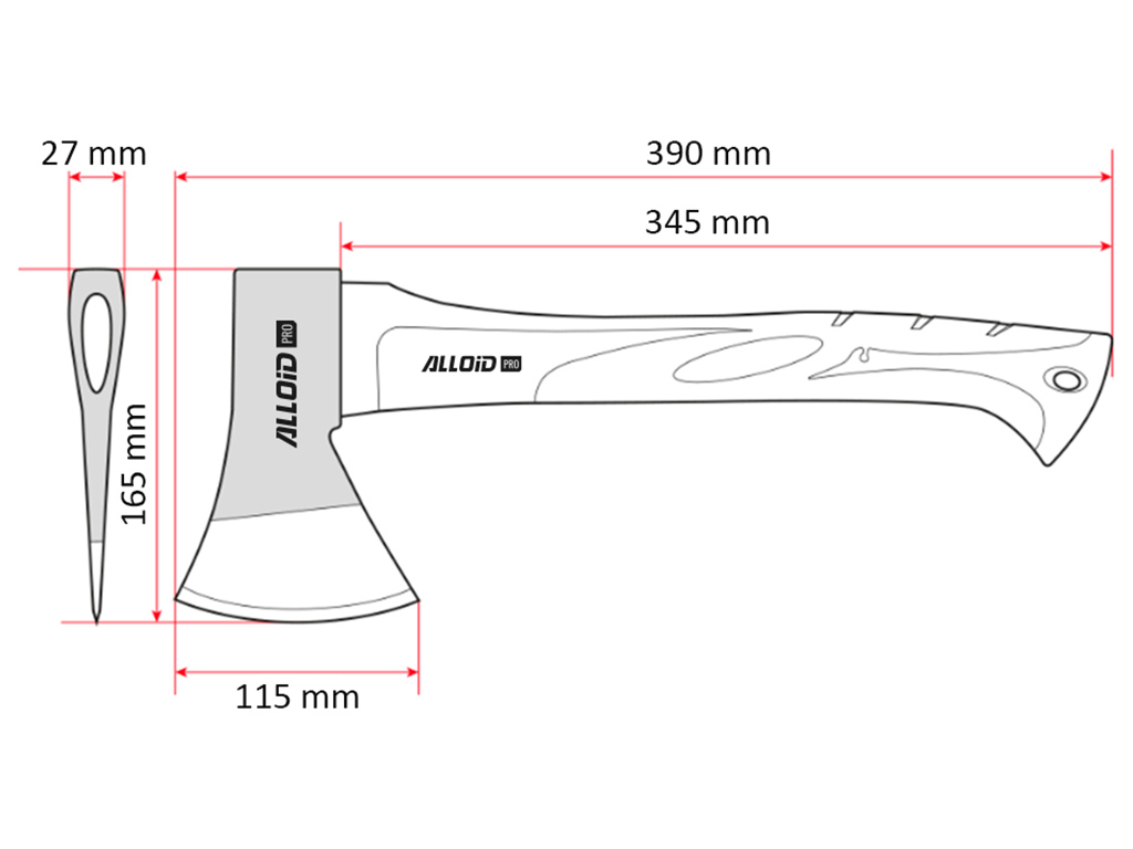 Топор Alloid, ручка из древесины, 800г (AW-170800)