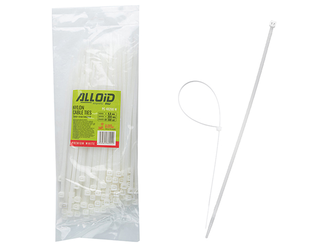 Хомут пластиковий Alloid, 4,8х200мм, 100шт, білий (PC-48200 W)