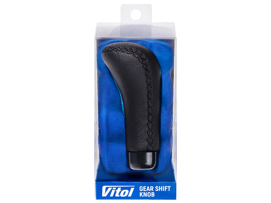 Ручка КПП Vitol декоративная, черная кожа, универсальная (F 250119)