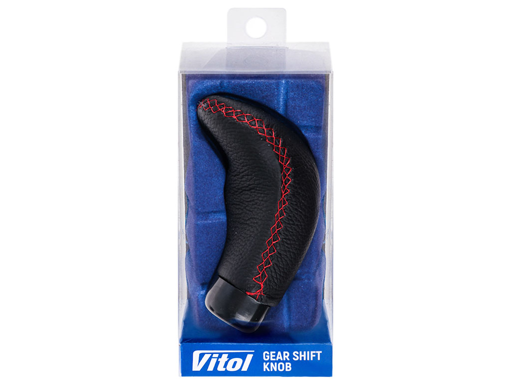 Ручка КПП Vitol декоративная, черно-красная, универсальная (F 250133)