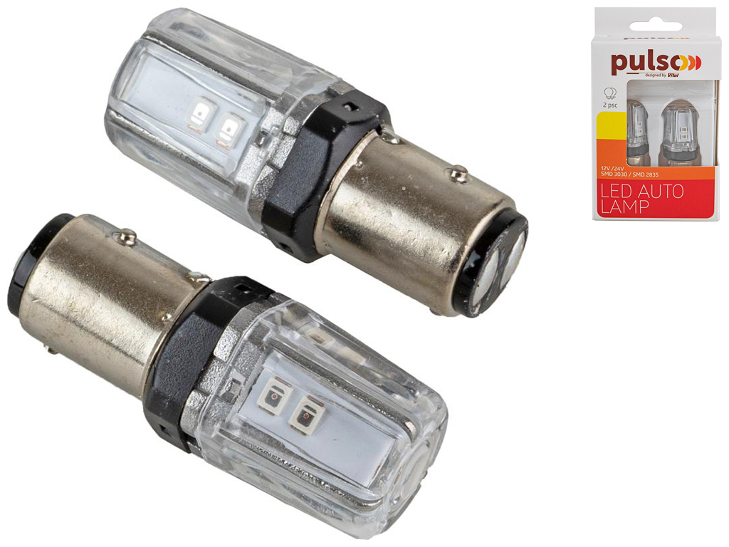 Лампа Pulso габаритні LED 1157/BAZ15d/12SMD-2835, 9-36v, 120/50lm (ціна за 2шт) (LP-66157R)
