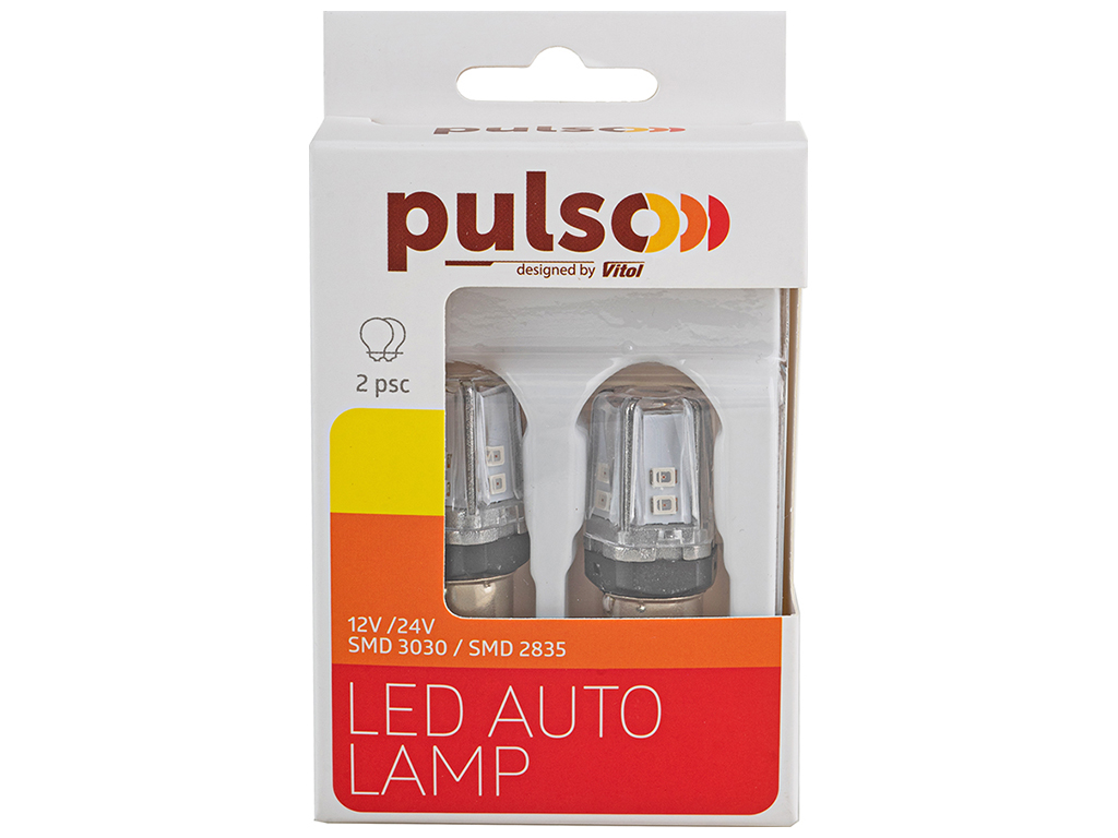 Лампа Pulso габаритні LED 1157/BAZ15d/12SMD-2835, 9-36v, 120/50lm (ціна за 2шт) (LP-66157R)