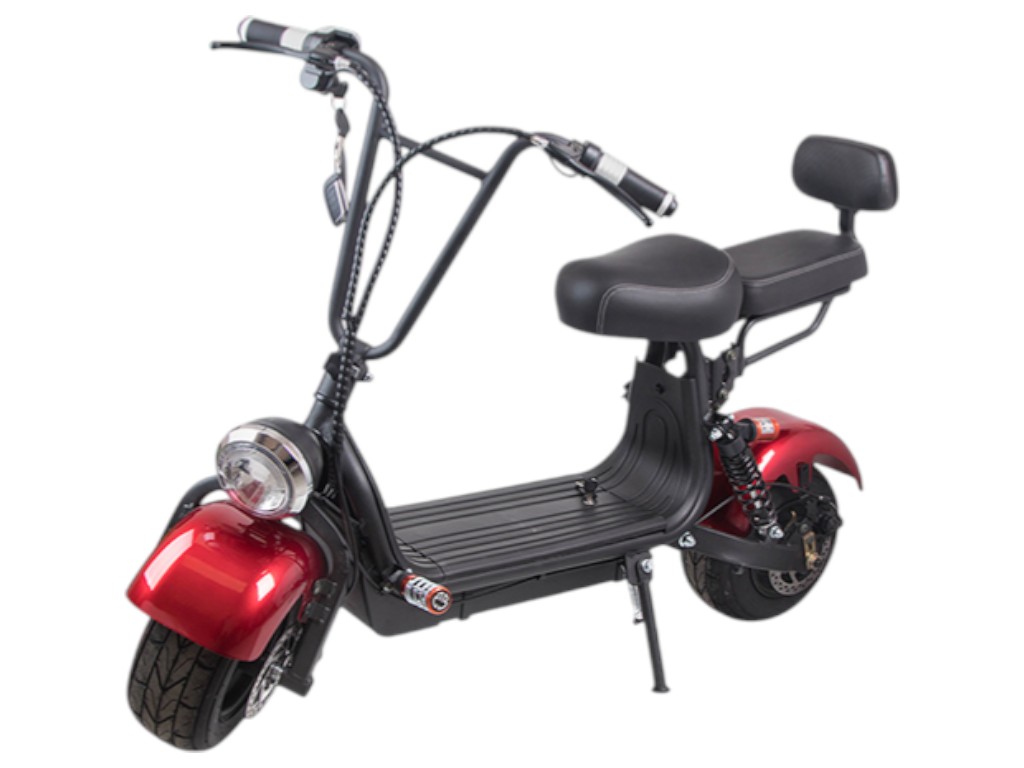 Электроскутер Rooder Citycoco Light, 1000Вт, 48v 12ah, бесщеточный мотор, цвет красный