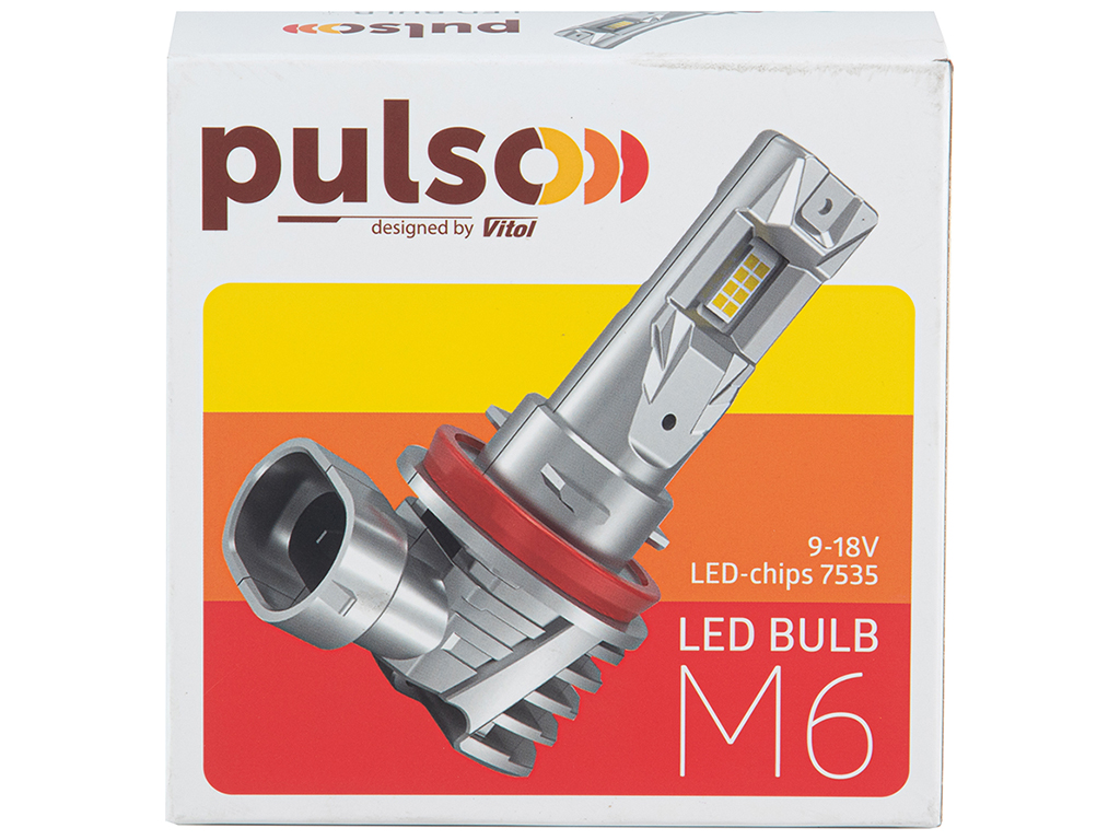 Лампи PULSO LED-chips 7535/9-18v, 2x28w, 6000Lm/6500K, M6-H4 (ціна за набір 2шт)