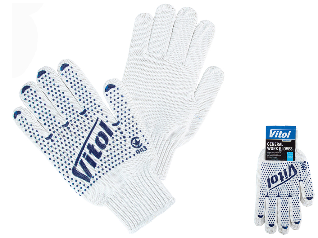 Перчатки трикотажные Vitol, из ПВХ, платировка, 7кл., 91г. (V765)