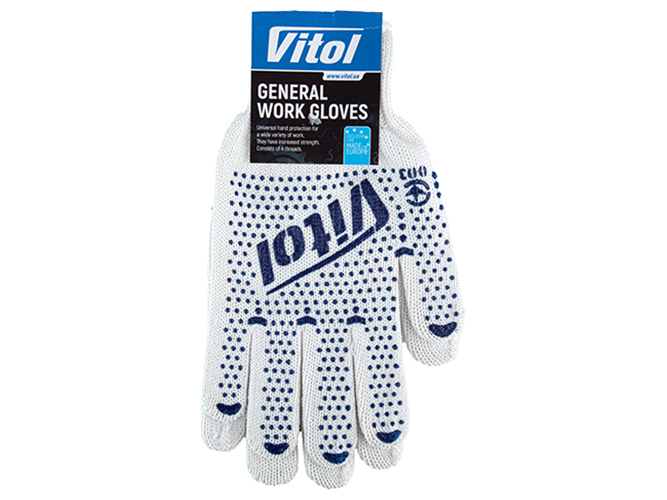 Перчатки трикотажные Vitol, из ПВХ, платировка, 7кл., 91г. (V765)