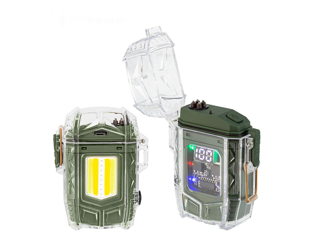 Ліхтар MULTIFUNCTIONAL D48-1-COB, зелений, акум. Li-Ion, індикатор заряду, запальничка, Type-C, Box
