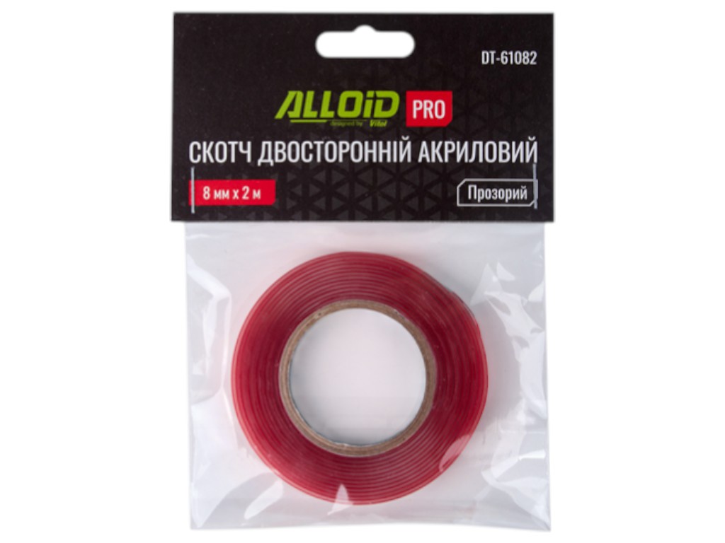 Скотч Alloid Pro, двухсторонний, 8 мм х 2 м, акриловый, 1 мм