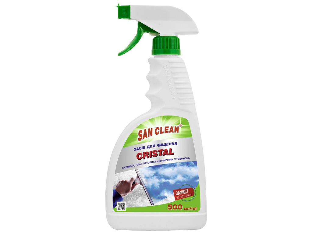 Средство для мытья стекол San Clean Cristal, зеленый, 500мл
