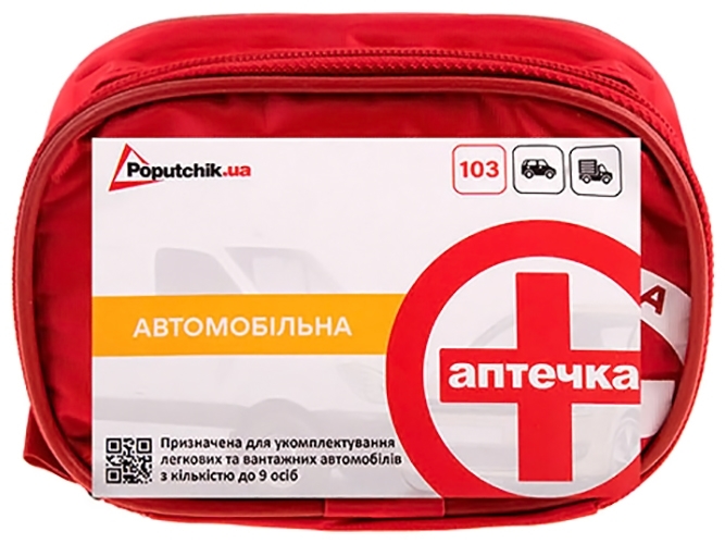 Аптечка медицинская автомобильная (02-001-М), мягкий футляр