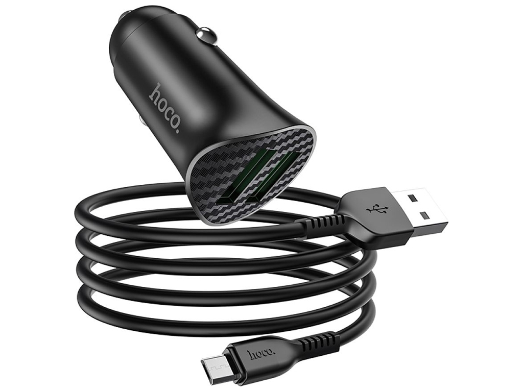 Автомобільний Зарядний Пристрій Hoco Z39 QC3.0 Micro 2USB Колір Чорний